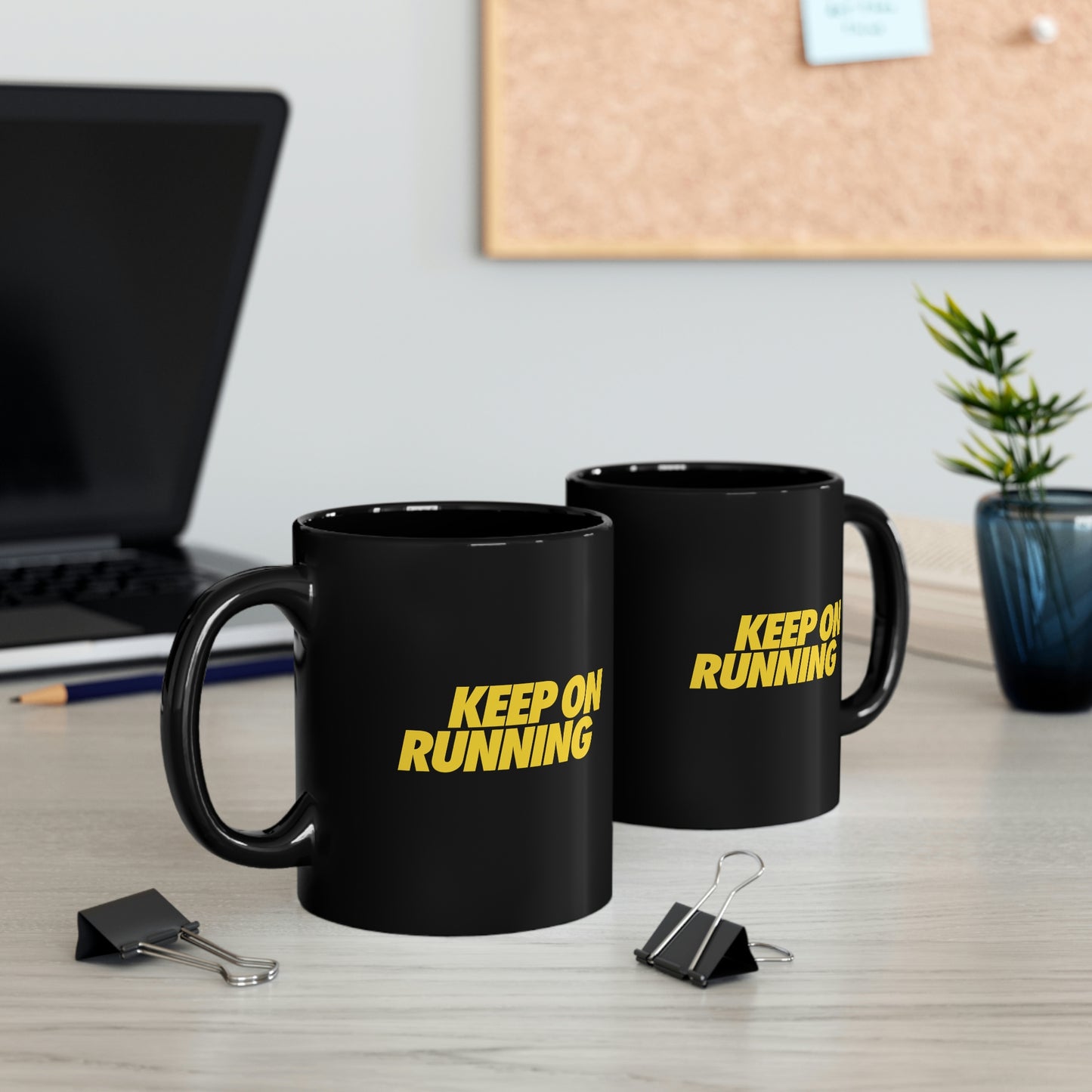 KEEPONRUNNING 11oz Black Mug